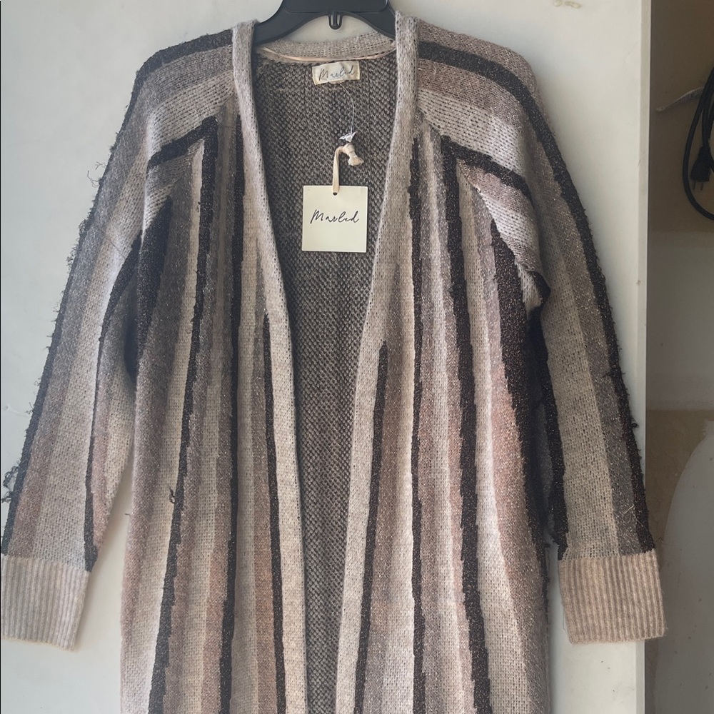 MARBLE Women's Striped‎ Cardigan - Black and Cream